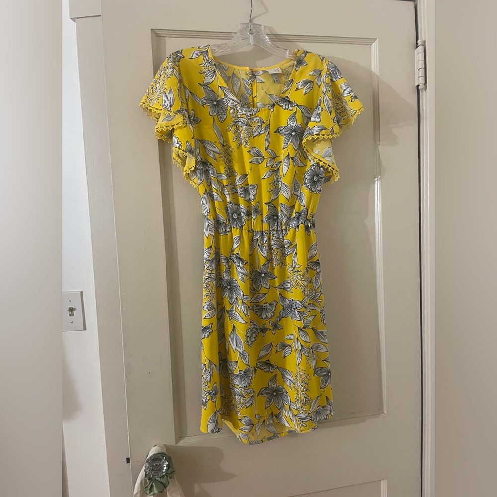 a new day Yellow and Gray Floral Mini Dress